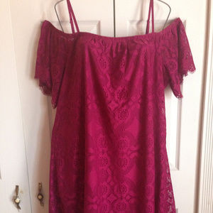 Lace Dress Elastic Off Shoulder With Straps Lined